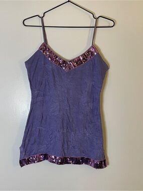 VINTAGE Y2K Purple Camisole with Pink-Purple Sequin Trim